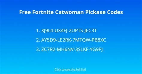 2M viewsDiscover short videos related to <strong>catwoman pickaxe free code 2022</strong> on TikTok. . Catwoman pickaxe code free 2022